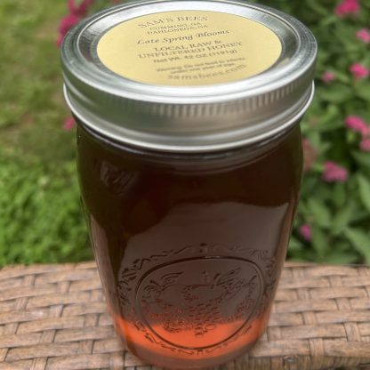 top view image of 42oz jar of local raw honey